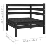 7 Piece Garden Lounge Set Black Solid Wood Pine 3083348