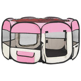 171011 Foldable Dog Playpen with Carrying Bag Pink 125x125x61 cm