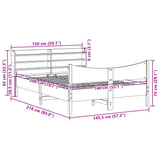 Bed Frame with Headboard White 140x200 cm Solid Wood Pine 3307045