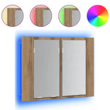 LED Mirror Cabinet Artisan Oak 60x12x45 cm Engineered Wood 856283