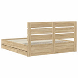 Bed Frame with Drawer Sonoma Oak 200 x 200 cm Engineer Wood 3411809