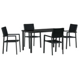 Garden Dining Set 5 pcs Black Powder-Coated Steel 3379151