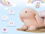 Kids Rocking Rabbit, Plush Rocking Horse Ride-On w/ Sound, Wood Base, Seatbelt, for Ages 18-36 T3398P348008