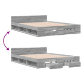 Bed Frame with Drawers without Mattress Grey Sonoma 140x200 cm 3280753