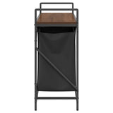Laundry Basket 2 Compartments with Shelf Brown Oak 859079