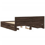 Bed Frame with Headboard without Mattress Brown Oak 200x200 cm 3295540