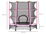 4.6FT/55" Kids Trampoline with Safety Enclosure, Outdoor Indoor Use, for Ages 3-10 Years, Pink T3398P348063
