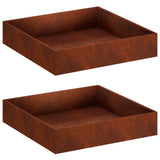 Garden Planter 2 pcs Rusty 80 x 80 x 20 cm Weathering Steel 8005021