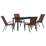 Garden Dining Set 5 pcs Brown and Black Powder-coated Steel 3379130