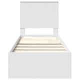 Bed Frame White and Silver 70 x 190 cm Engineered Wood 3411368