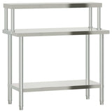 Kitchen Work Table with Overshelf 110x55x120 cm Stainless Steel 3208899