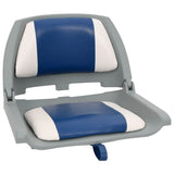 2 Piece Foldable Boat Seat Set with Blue-white Pillow 272238