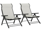 Reclining Garden Chairs Set of 2, 5-Position Folding Sun Loungers with High Back, Retractable T3398P552589