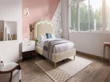 Upholstered Bed, 3ft 90x190cm Single Bed with LED, Bed Frame with Wooden Slats and Adjustable Height N601P288476B