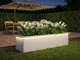 Garden Planter with LED White 30 x 100 x 30 cm Steel 8008114