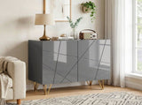 Modern Luxe High Gloss Sideboard, with Hairpin Legs - Grey T3398P553275