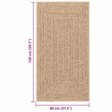 Rug ZIZUR Beige 80x150 cm Jute Look Indoor and Outdoor 4010389