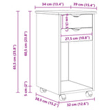 Rolling Cabinet Grey 34 x 39 x 65.5 cm Solid Pine Wood 42028354