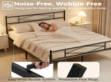 HOMCOM 5ft King Bed Frame with Headboard and Footboard, Metal Platform Bed Frame with 32 cm Underbed T3398P549110