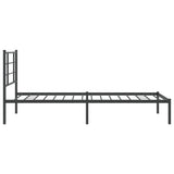 Metal Bed Frame without Mattress with Headboard Black 107x203cm 355557