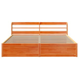 Bed Frame with Headboard Wax Brown 200x200 cm Solid Wood Pine 3307073