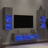 6 Piece TV Wall Units with LED Concrete Grey Engineered Wood 3216618