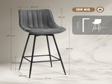 Set of 2 PU Leather Swivel Bar Stools - Grey T3398P423889