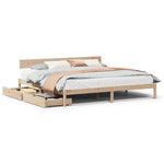 ZNTS Bed Frame without Mattress 200x200 cm Solid Wood Pine 3301522