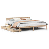 ZNTS Bed Frame without Mattress 200x200 cm Solid Wood Pine 3301522