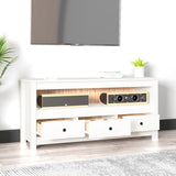 TV Cabinet White 114x35x52 cm Solid Wood Pine 821503
