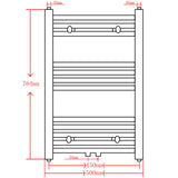 Grey Bathroom Central Heating Towel Rail Radiator Straight 500x764mm 141889