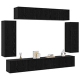 TV Cabinet Set 6 pcs Black Oak Engineered Wood 3332583