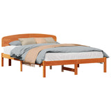 Bed Frame with Headboard Wax Brown 140 x 200 cm Solid Pine Wood 872064