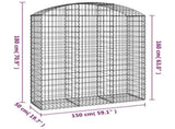 Arched Gabion Basket 150x50x160/180 cm Galvanised Iron 153458