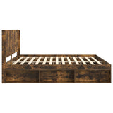 Bed Frame with Storage and Headboard Smoked Oak 200 x 200 cm 3413817