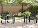 Garden Dining Set 3 pcs Black Powder-Coated Steel 3379310