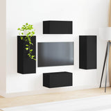 TV Cabinet Set 2 pcs Black Engineered Wood 3408971