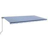 Manual Retractable Awning with LED 600x350 cm Blue and White 3069241