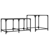 Nesting Coffee Tables 2 pcs with Black Glass Top Steel 845985