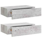 Wall Drawer Shelves 2 pcs Concrete Grey 40x23.5x10cm MDF 330252