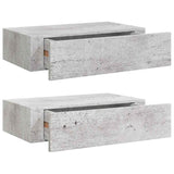Wall Drawer Shelves 2 pcs Concrete Grey 40x23.5x10cm MDF 330252