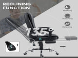 Office Chair with 6 Point Massage and Back Heat, PU Desk Chair with Footrest Adjustable Height and T3398P342234