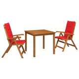 3-Piece Garden Dining Set Natural Solid Acacia Wood 3434594