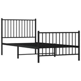 Metal Bed Frame without Mattress with Footboard Black 90x200cm 350875