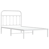 Bed Frame White Powder-Coated Steel Single Bed Frame 352621