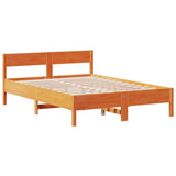 Bookcase Bed without Mattress Wax Brown 150x200cm King Size Solid Wood Pine 3323025
