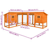 Outdoor Rabbit Hutch with Run Brown Solid Fir Wood 170872
