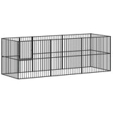 Dog Playpen 8 Panels Black Galvanised Steel 3209557
