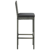 5 Piece Garden Bar Set with Cushions Poly Rattan Grey 3095448