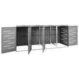 Quadruple Wheelie Bin Shed 276.5x77.5x115 cm Stainless Steel 149557